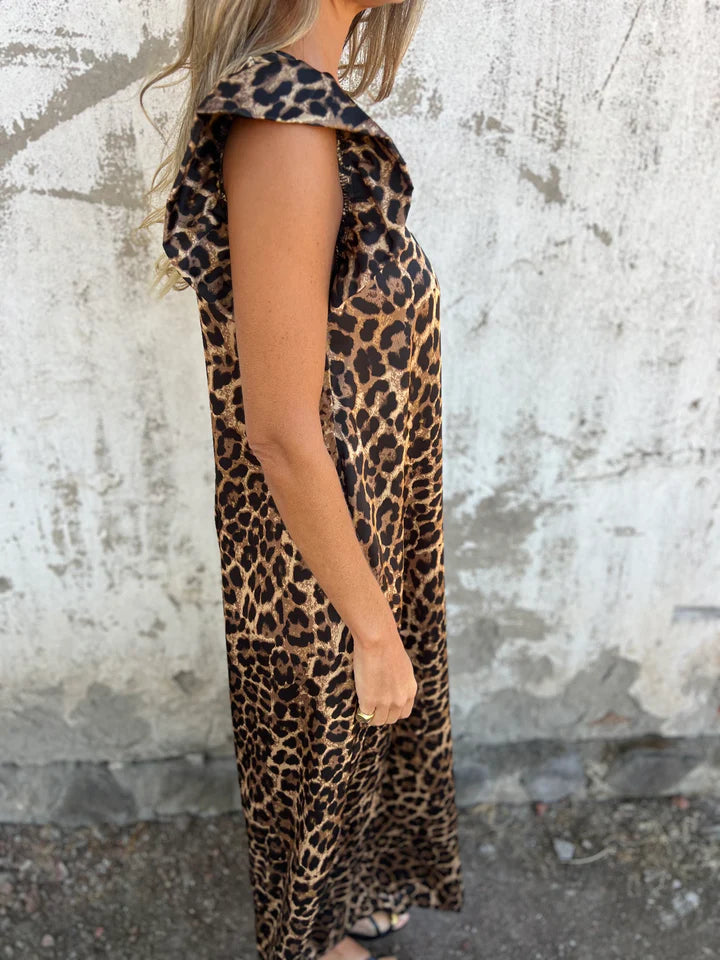 Emma-Leopard Print V-Neck Jumpsuit