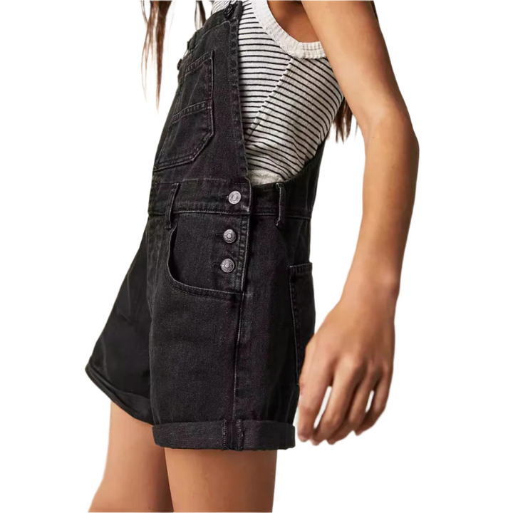REMI™ - Vintage Adjustable Denim Overall Shorts