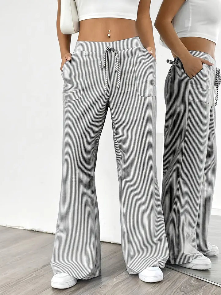 Nina™ - Elegant Striped Pant With Pockets